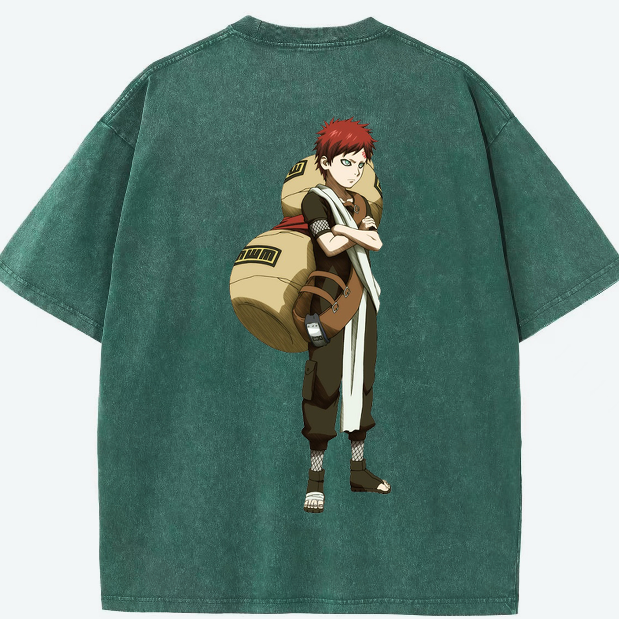 （画像用） NARUTO -ナルト- ガアラ Gaara 綿100% ヴィンテージ風 半袖Tシャツ（背面プリント）